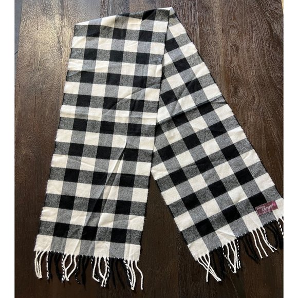 Black And White Buffalo Check Cashmere Scarf Better Than Cashmere Brand - Picture 1 of 3